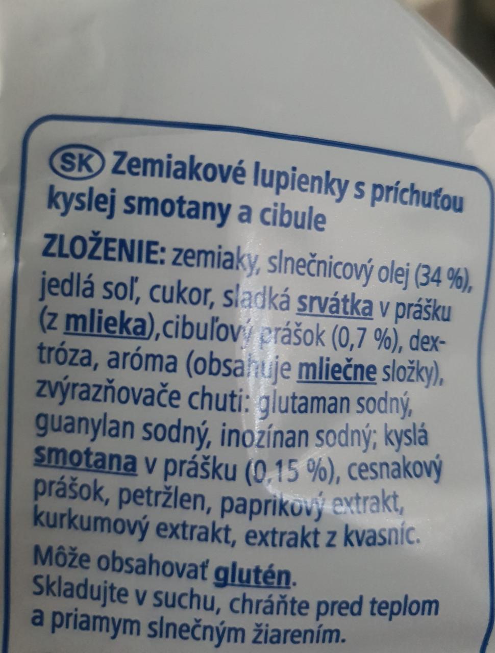 aro chipsy s príchuťou kyslej smotany a cibule kalórie kJ a nutričné