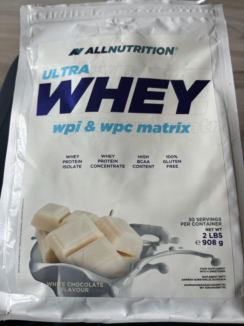 Fotografie - Ultra Whey wpi & wpc matric White Chocolate Flavour Allnutrition