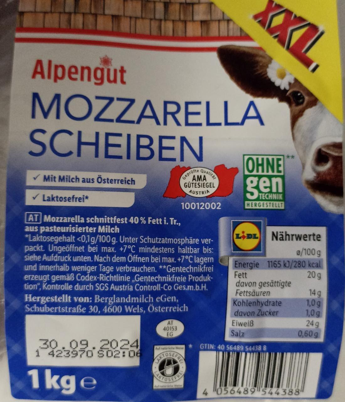 Fotografie - Mozzarella Scheiben Alpengut