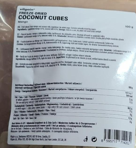 Fotografie - Freeze-dried coconut cubes mango Vilgain