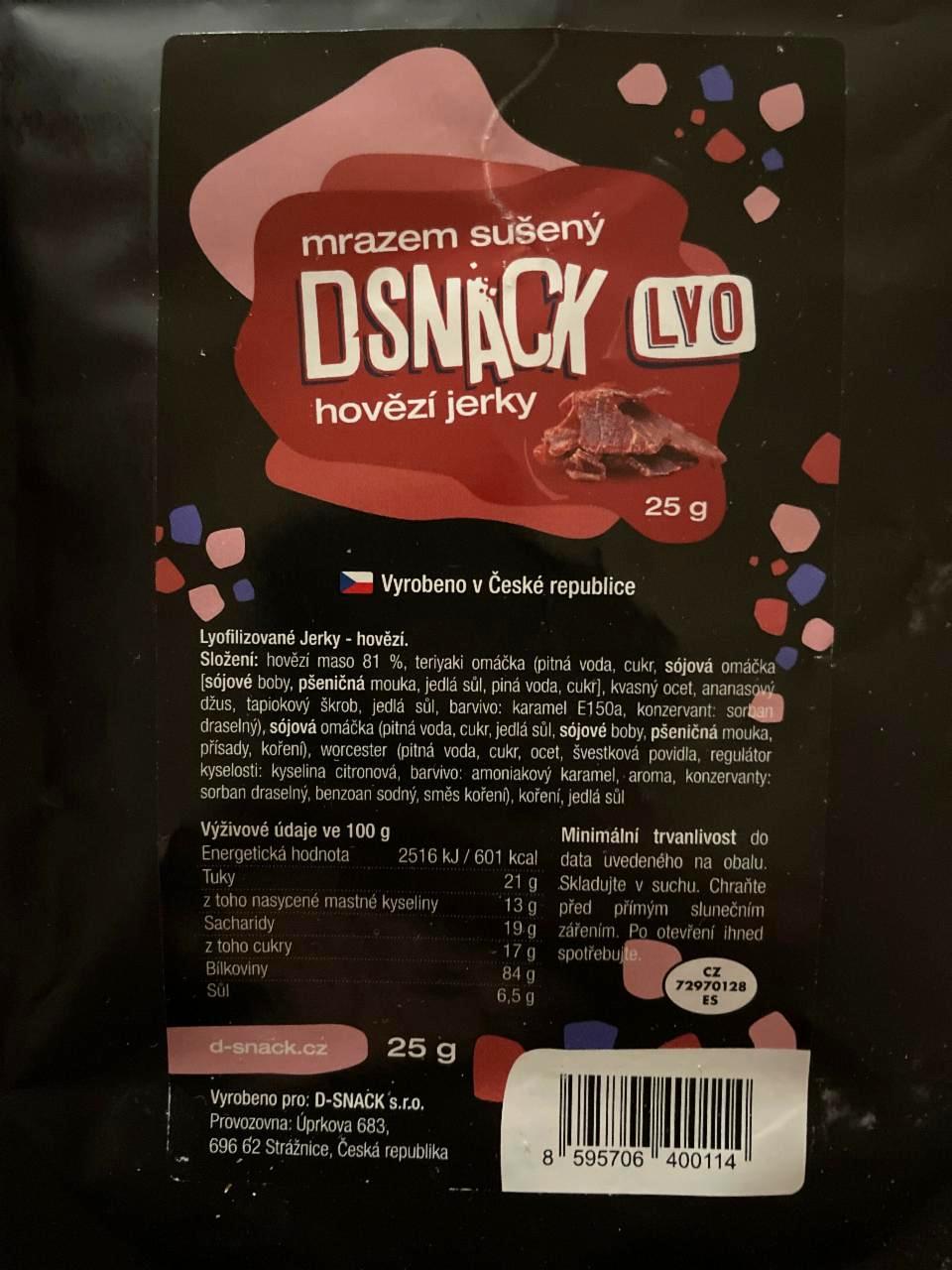 Fotografie - DSNACK mrazem sušený hovězí jerky LYO