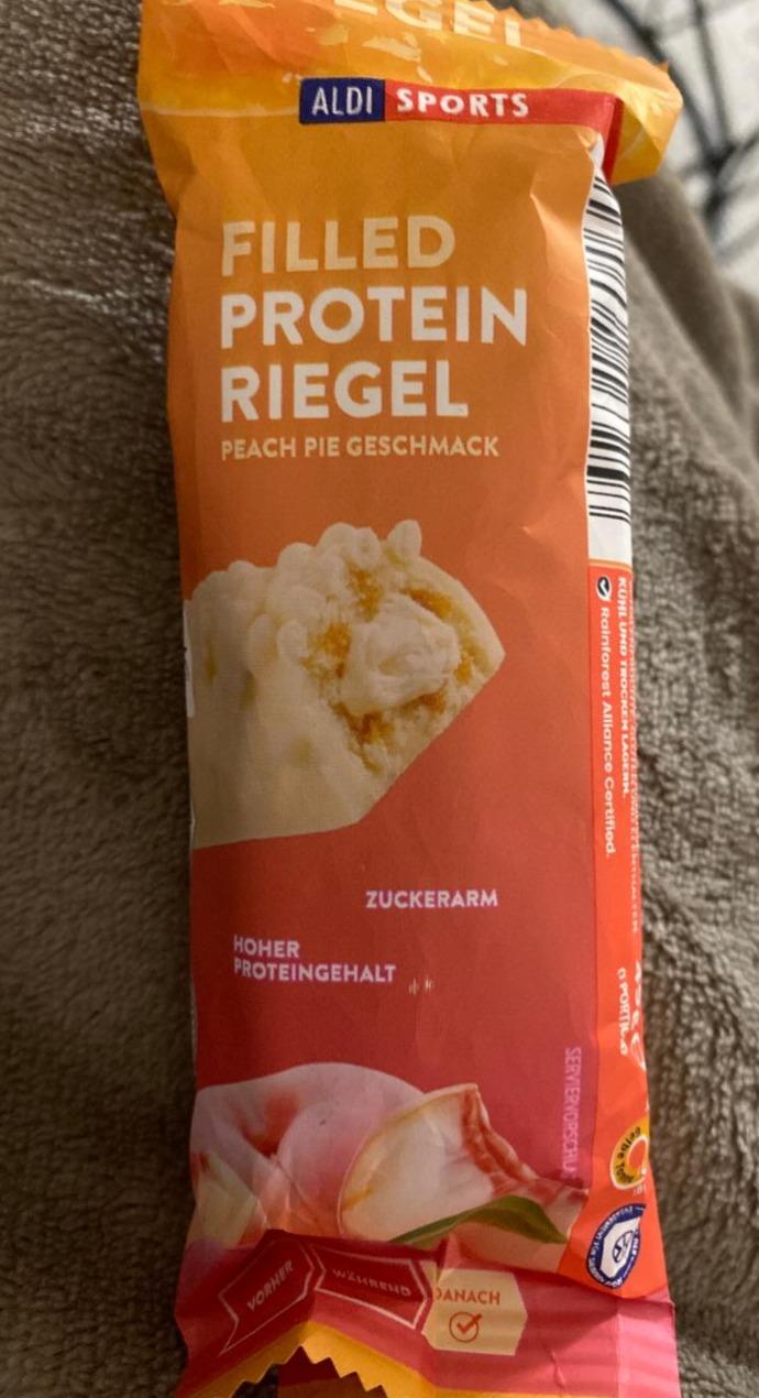 Fotografie - Filled Protein Riegel Peach Pie Geschmack Aldi Sports