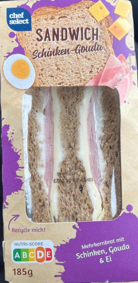Sandwich Schinken-Gouda Chef nutričné kalórie, - kJ a hodnoty Select