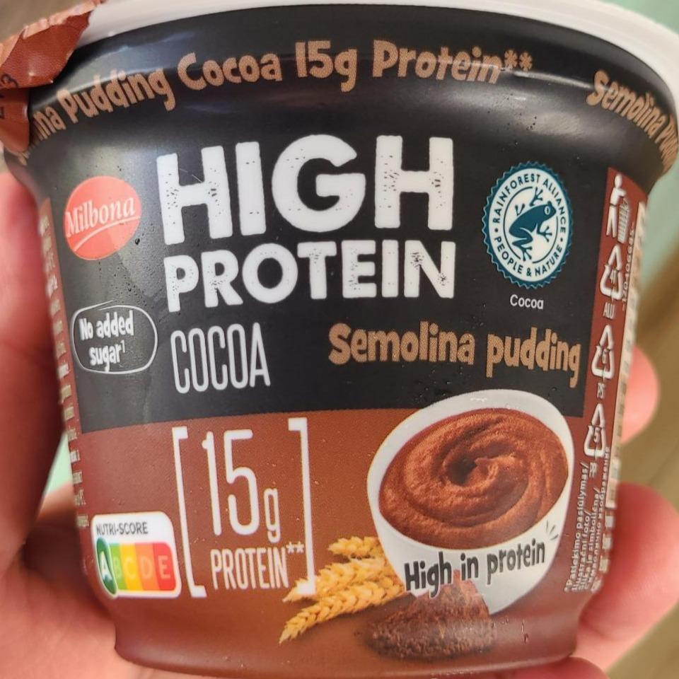 Fotografie - High protein cocoa semolina pudding Milbona