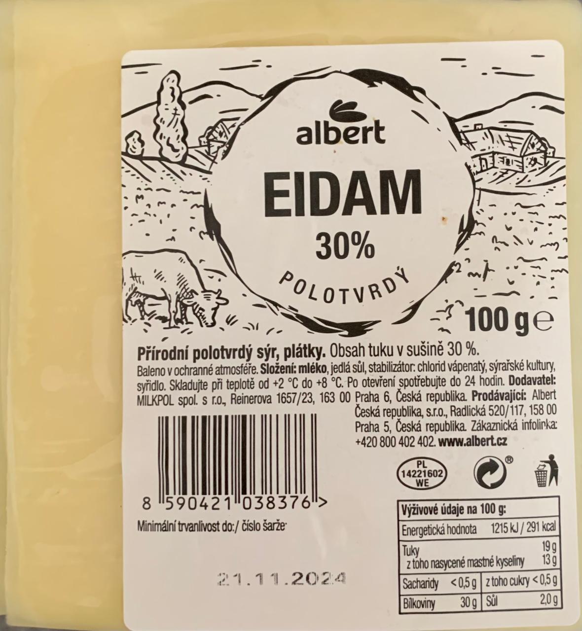 Fotografie - Eidam 30% plátky Albert