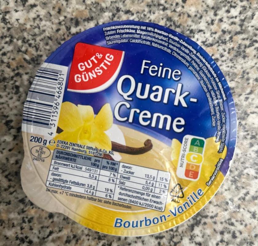 Feine Quark-Creme Bourbon-Vanille Gut&amp;Günstig - kalórie, kJ a nutričné ...