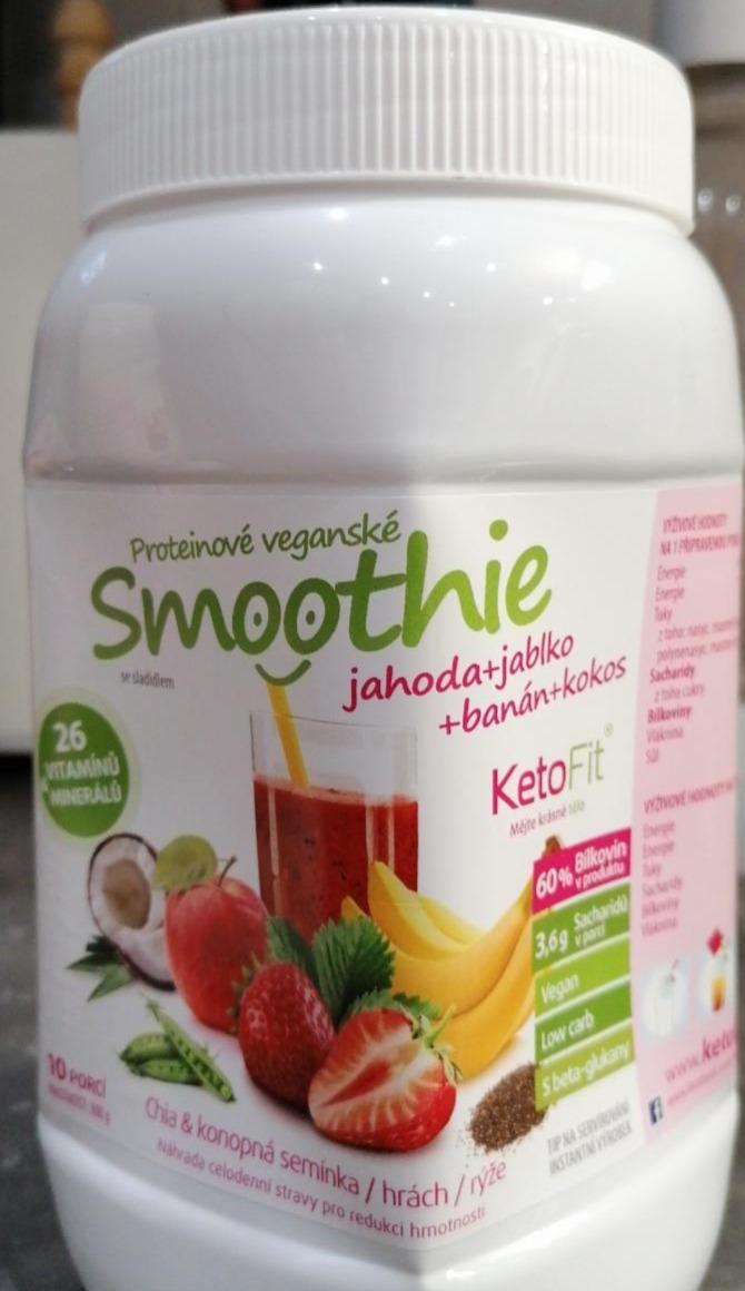 Fotografie - Proteinové veganské smoothie jahoda+jablko+banán+kokos KetoFit