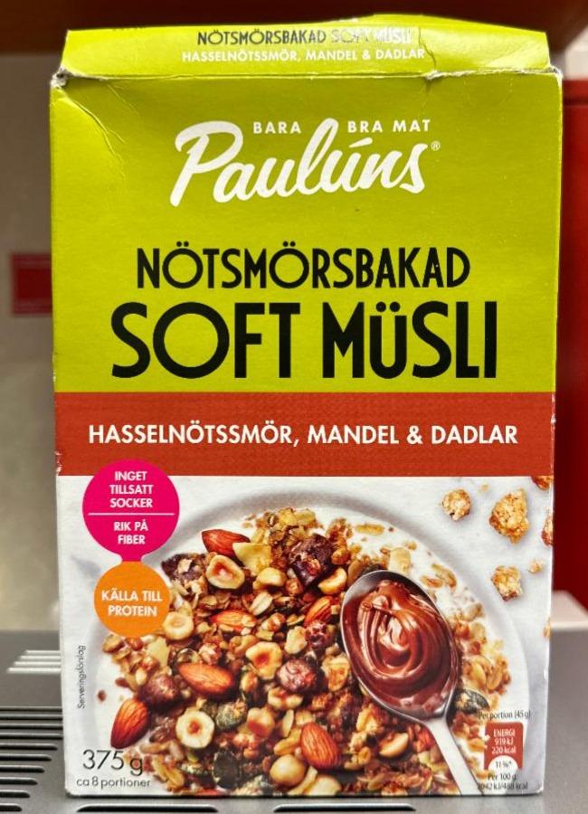 Fotografie - Nötsmörsbakad Soft Müsli Hasselnötssmör, mandel & dadlar Paulúns