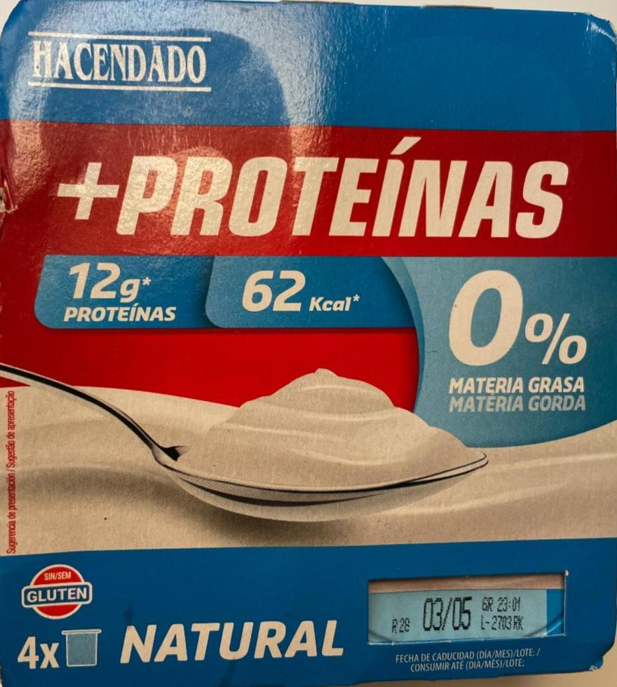 Fotografie - Yogur 12g Proteínas Natural Hacendado