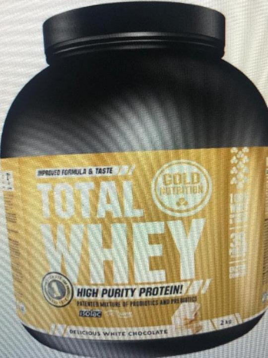 Fotografie - total whey bílá čokoláda Gold Nutrition