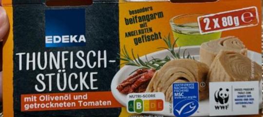 Fotografie - Thunfisch-Stücke mit Olivenöl und getrocknete Tomaten Edeka