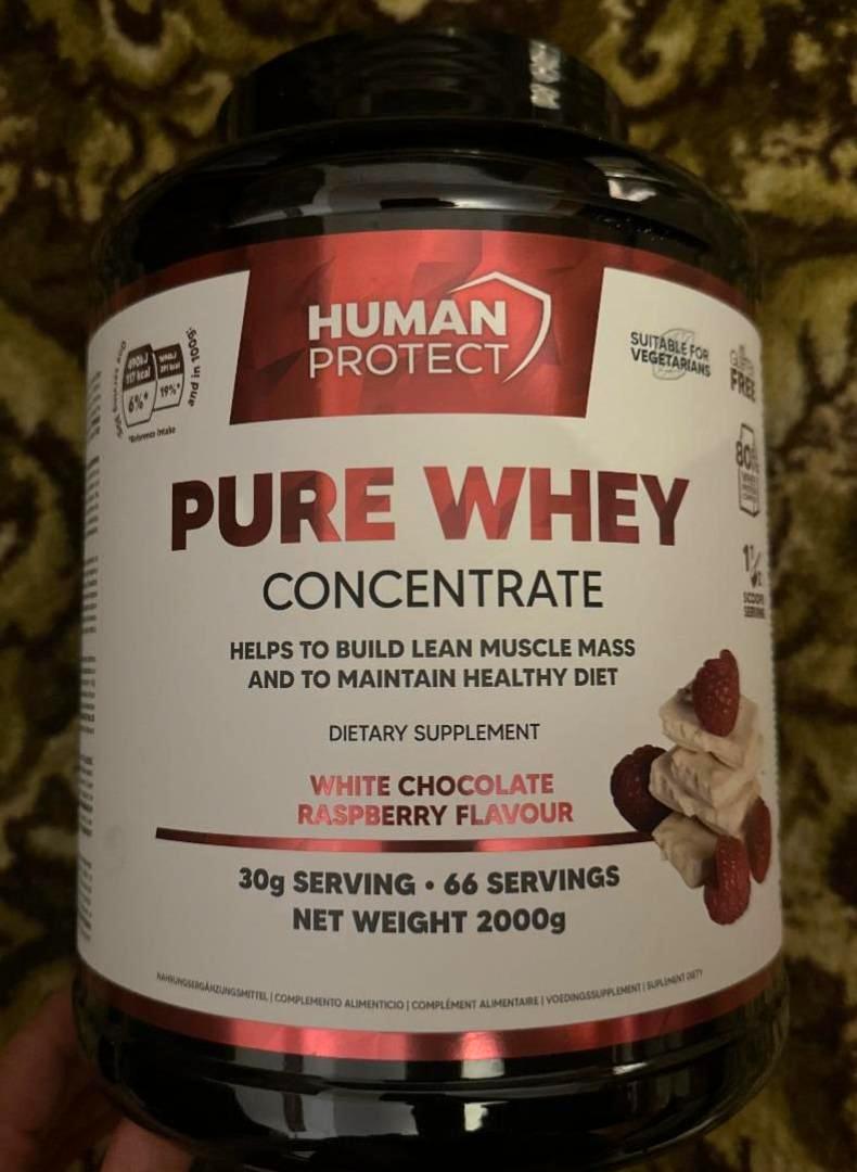 Fotografie - Pure Whey Concentrate White Chocolate Raspberry flavour Human Protect