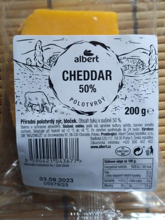 Fotografie - alb sýr cheddar 50%