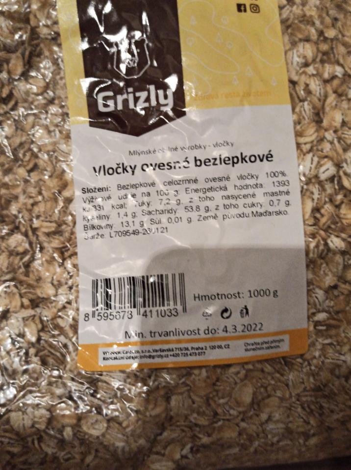 Fotografie - Vločky ovesné bezlepkové Grizly