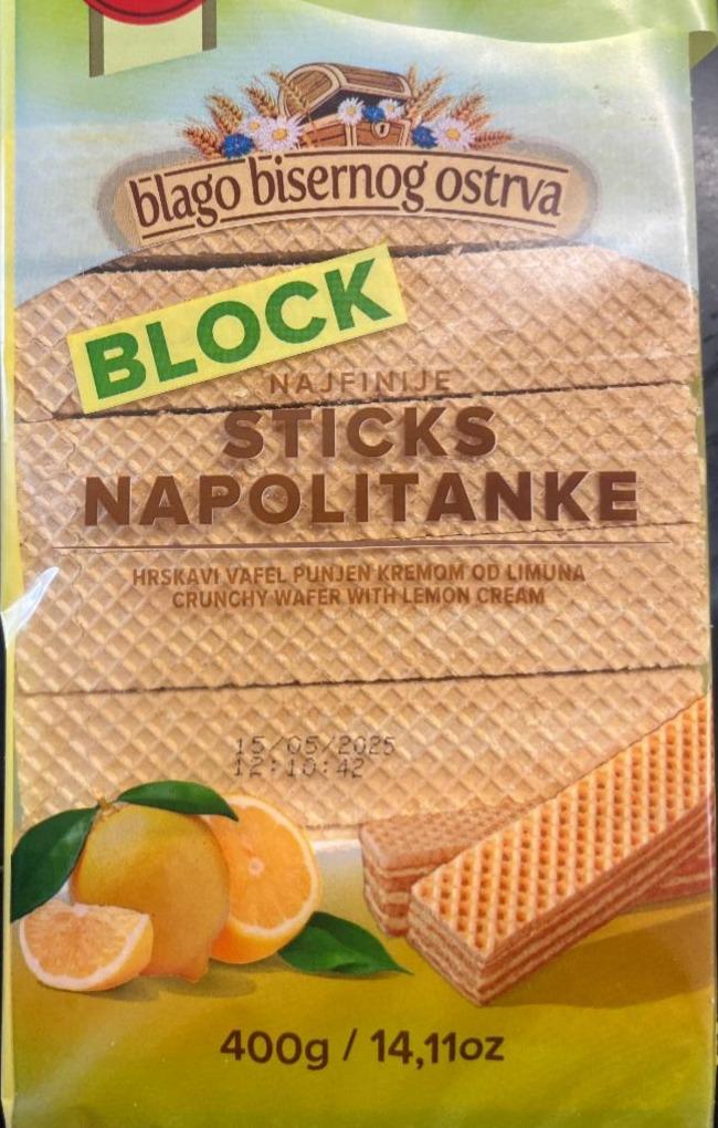 Fotografie - Block sticks napolitanke lemon cream Blago bisernog ostrva