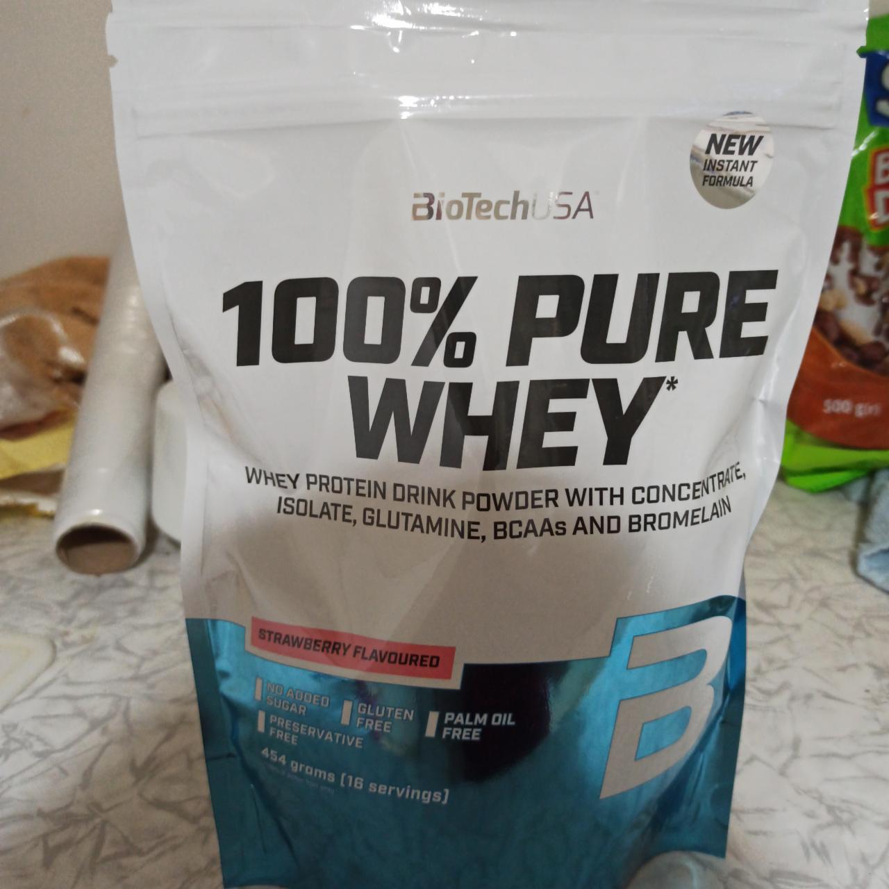 Fotografie - BioTechUSA 100% pure whey strawberry (whey proteins 89%)