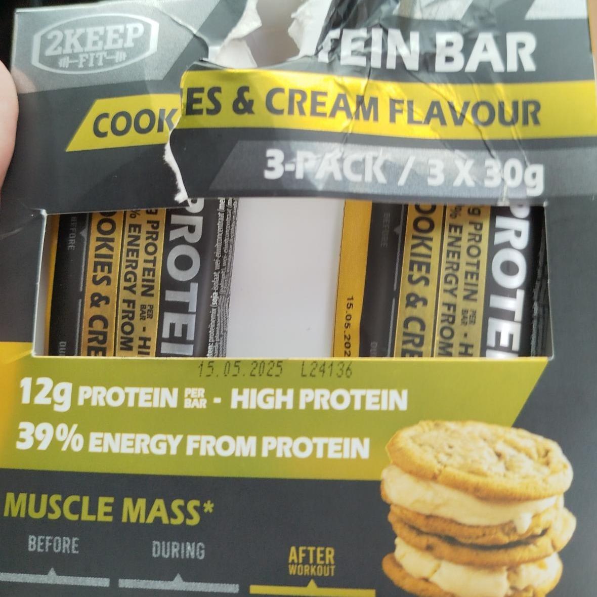 Fotografie - Protein bar cookies & cream flavour 2Keep