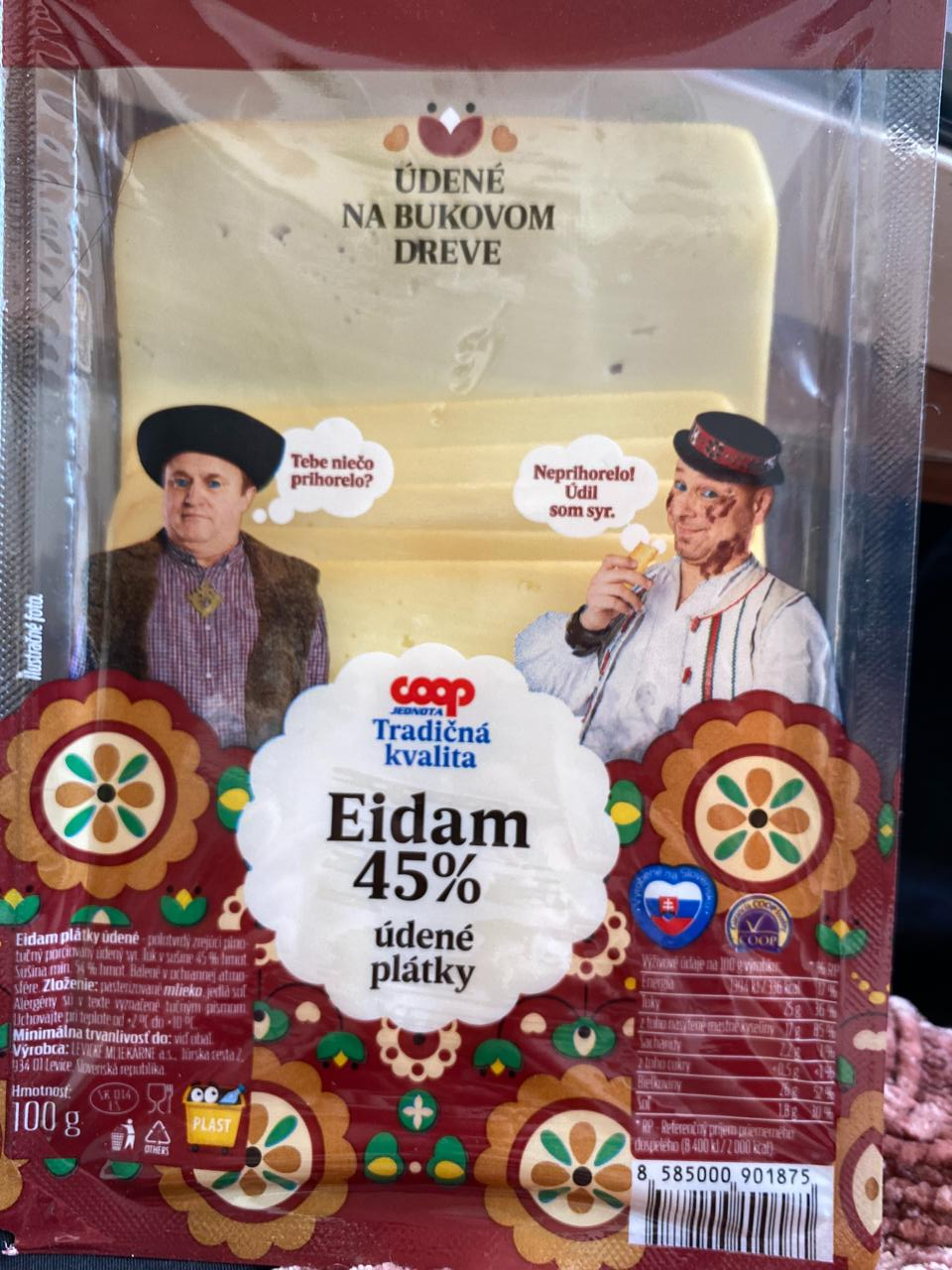 Fotografie - Eidam 45% údené plátky Coop Jednota Tradičná kvalita