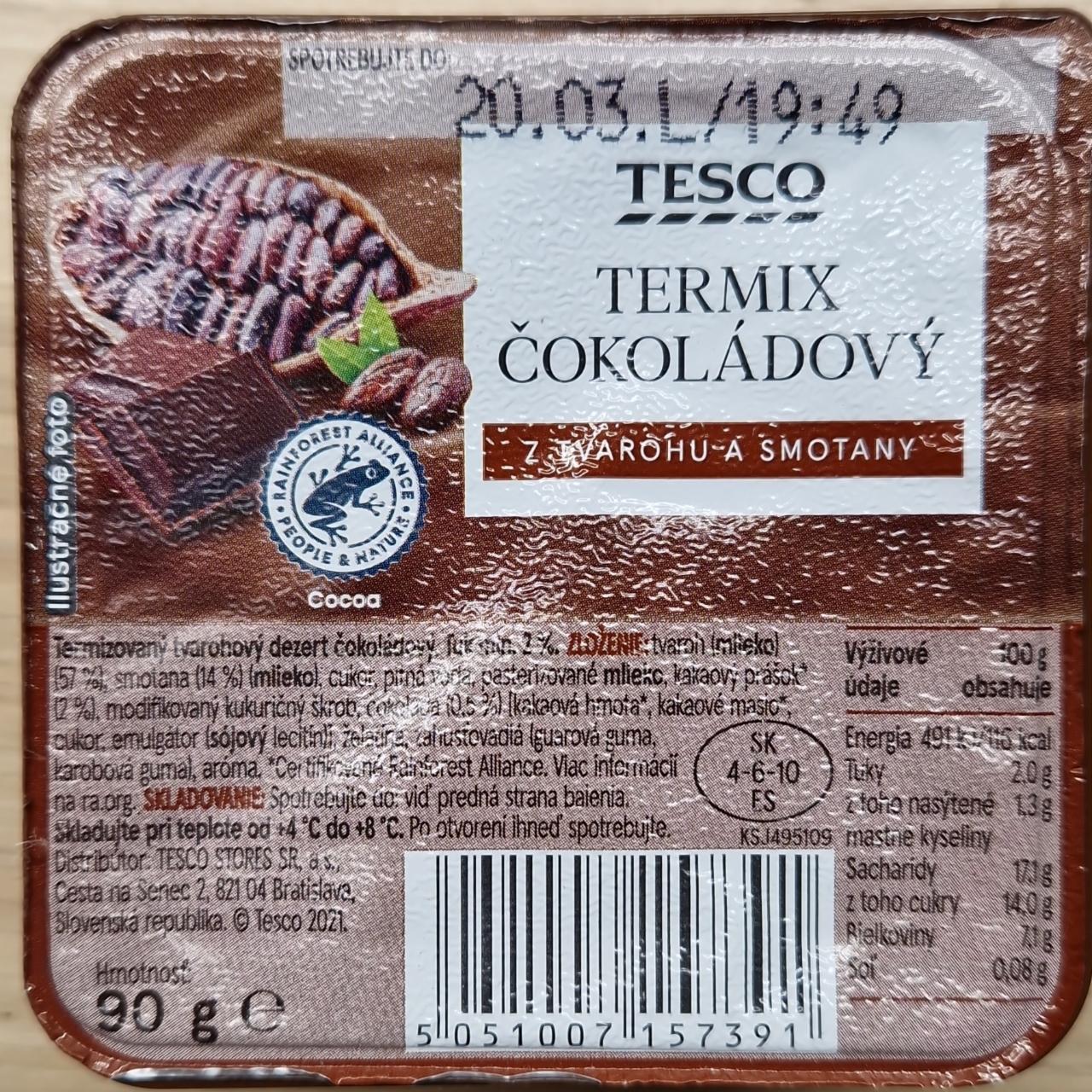 Fotografie - Termix čokoládový z tvarohu a smotany Tesco