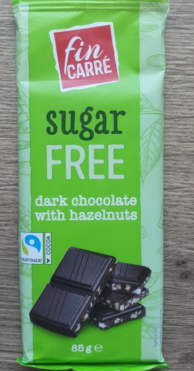 Fotografie - Sugar free dark chocolate with hazelnuts Fin Carré