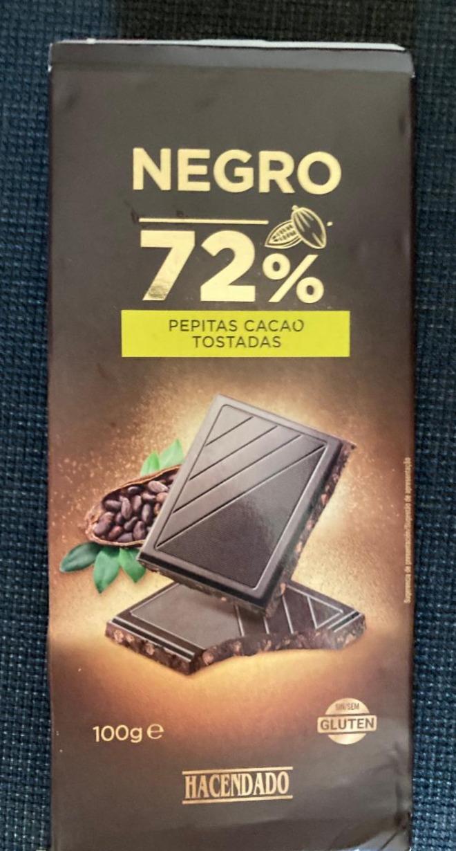 Fotografie - Negro 72% Pepitas Cacao Tostadas Hacendado