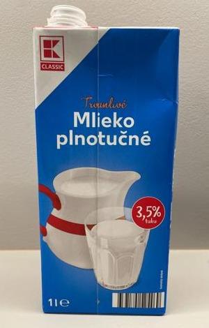 Fotografie - Trvanlivé Mlieko plnotučné 3,5% tuku K-Classic