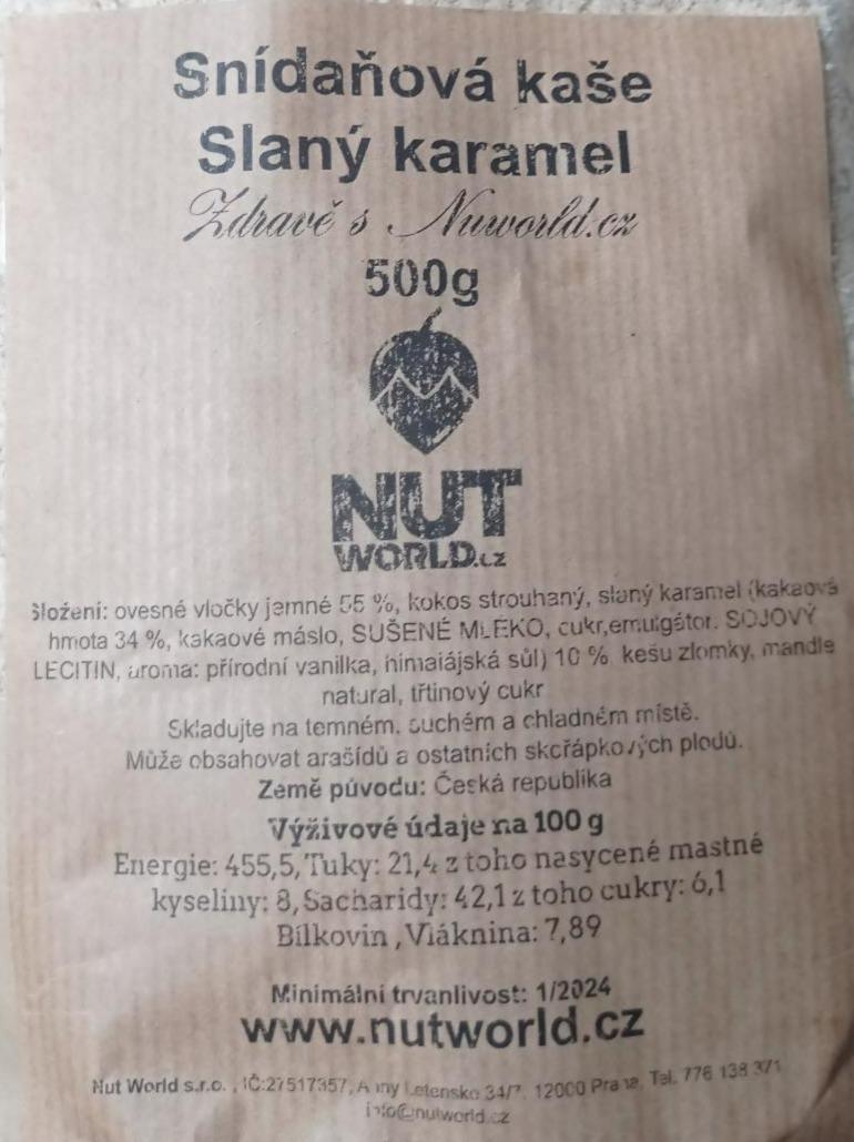 Fotografie - Sníďaňová kaše Slaný karamel NutWorld.cz