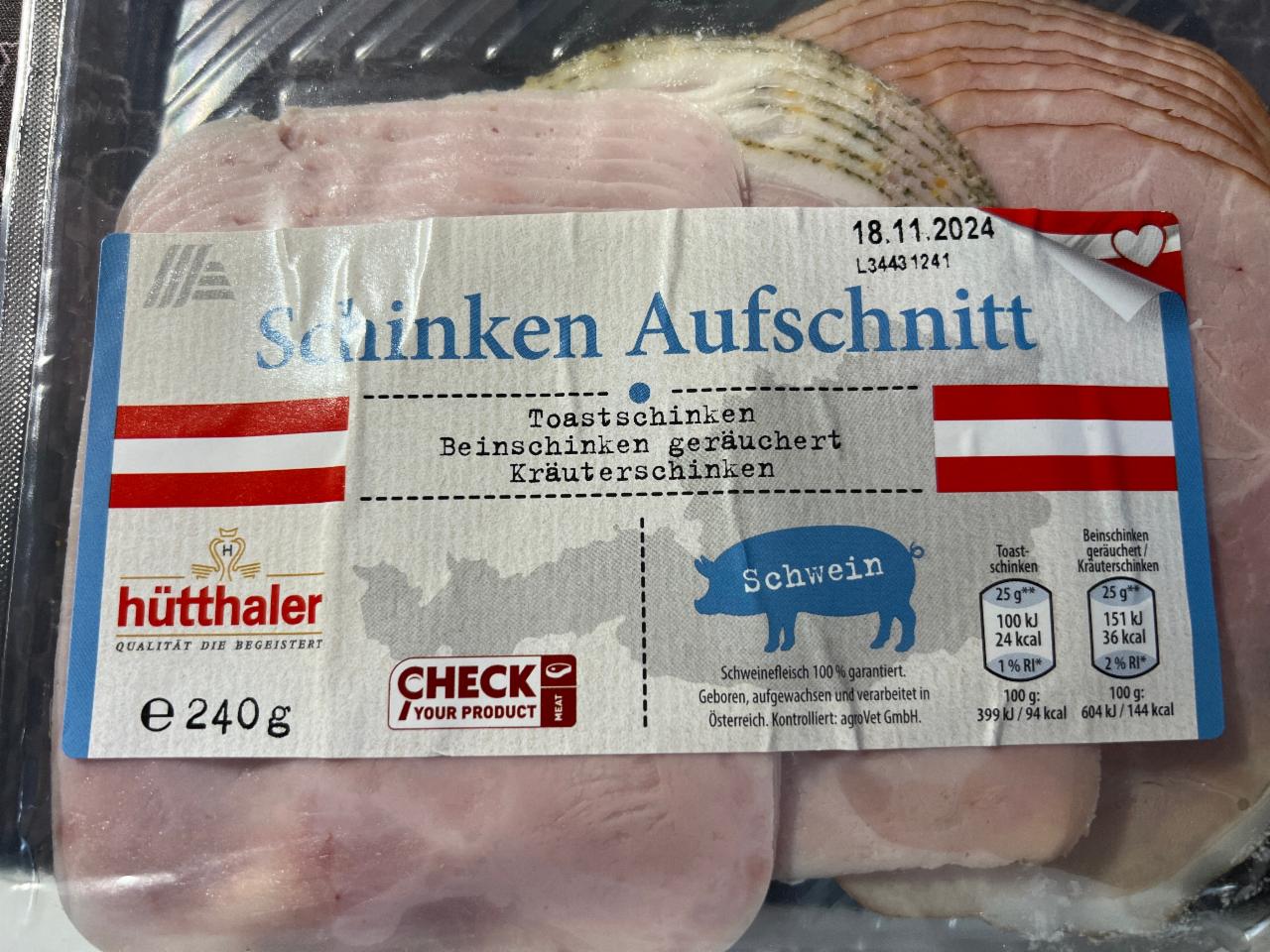 Fotografie - Schinken Aufschnitt Hütthaler