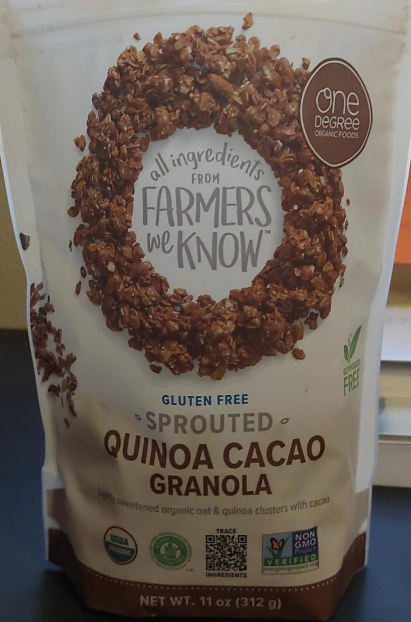 Fotografie - Gluten Free Sprouted Quinoa Cacao Granola One Degree Organic Food