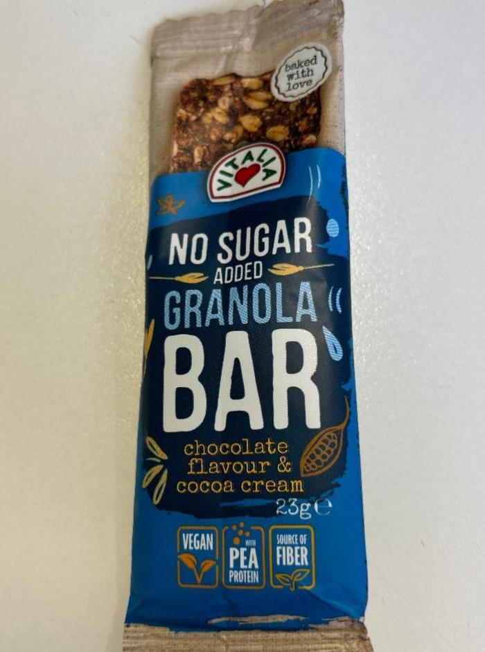 Fotografie - No sugar granola bar chocolate flavour & cocoa cream Vitalia