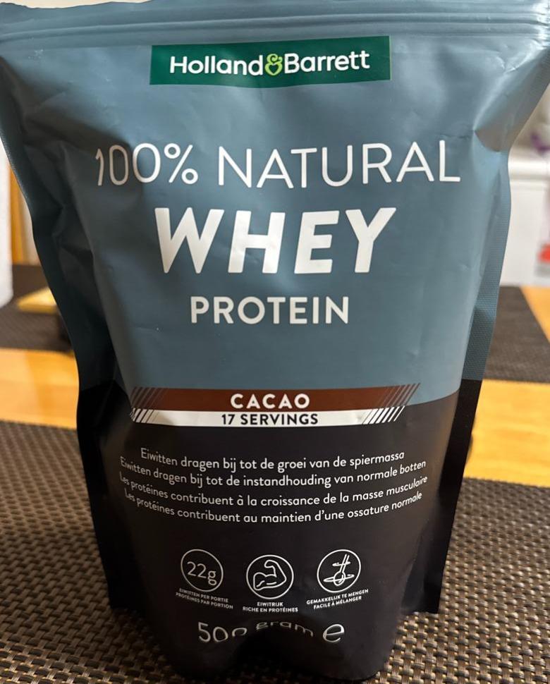 Fotografie - 100% Natural Whey Protein Cacao Holland & Barrett