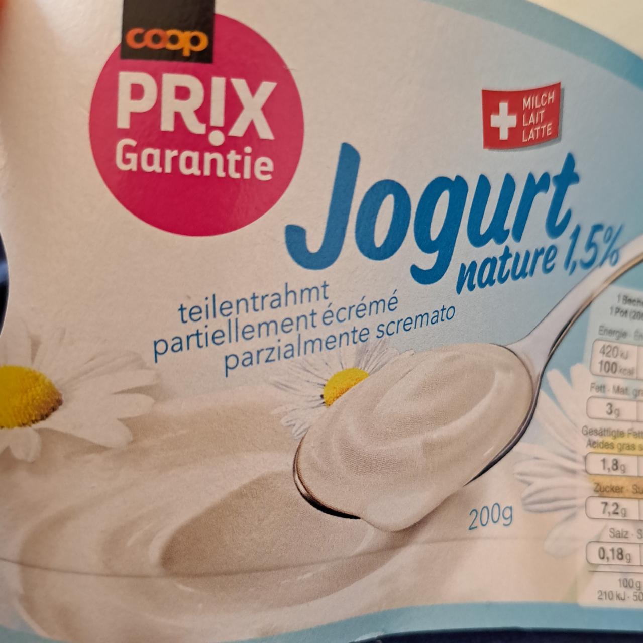 Fotografie - Jogurt nature 1.5% coop Prix Garantie