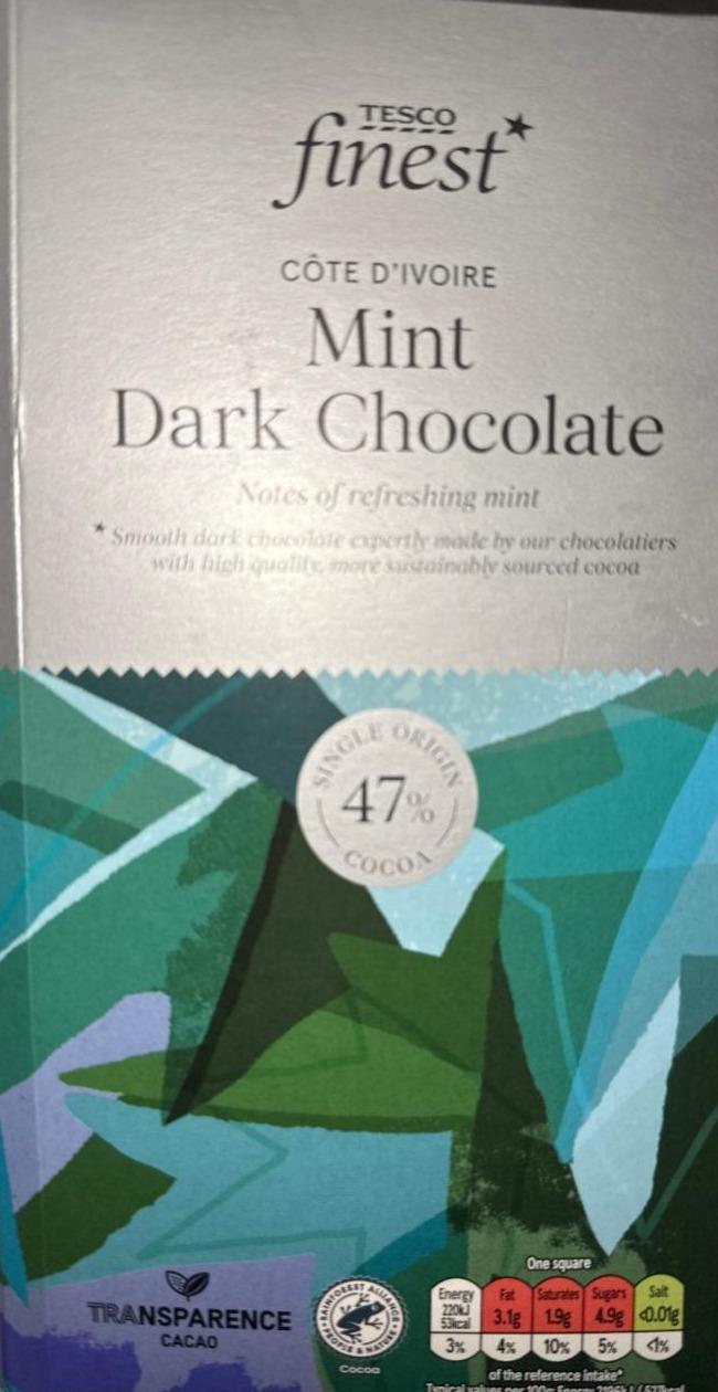 Fotografie - Mint Dark Chocolate Tesco finest