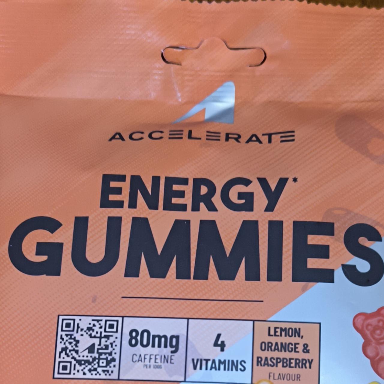 Fotografie - Energy gummies lemon, orange & raspberry flavour Accelerate