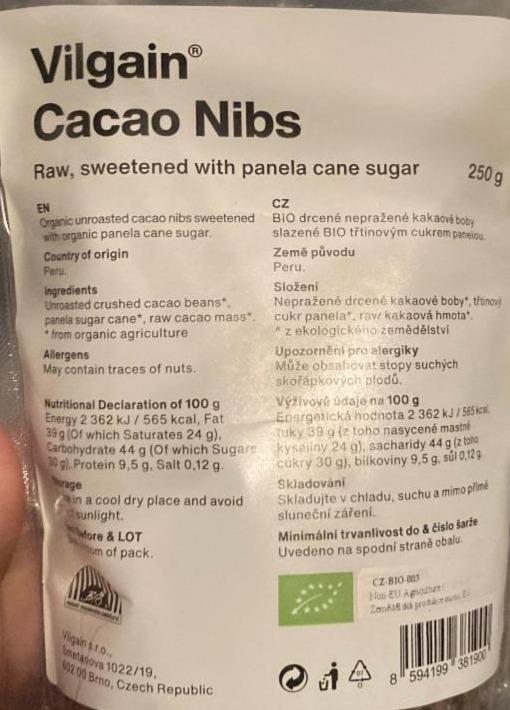 Fotografie - Cacao nibs Vilgain