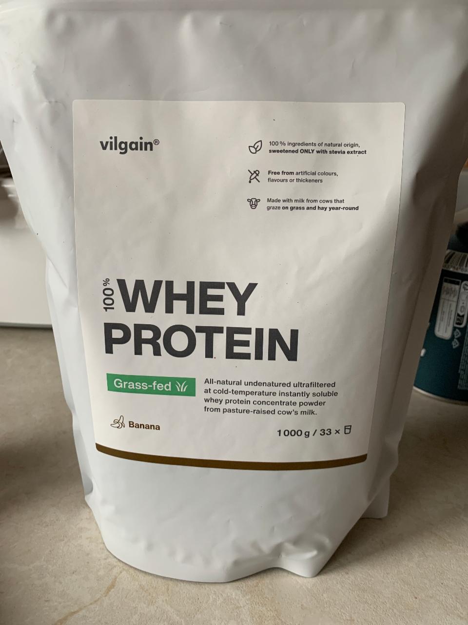 Fotografie - 100% Whey Protein Grass-fed Banana Vilgain