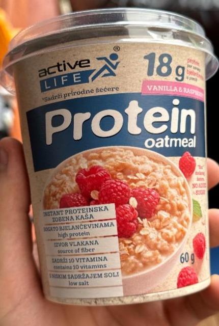 Fotografie - Protein oatmeal Vanilla & Raspberry Active Life