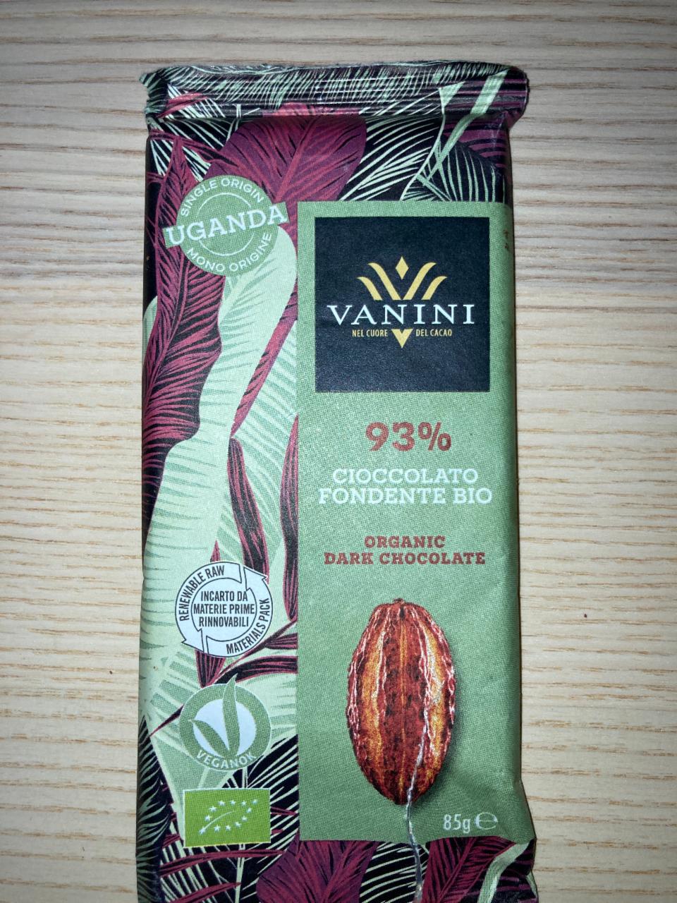 Fotografie - 93% cioccolato fondente bio organic dark chocolate Vanini