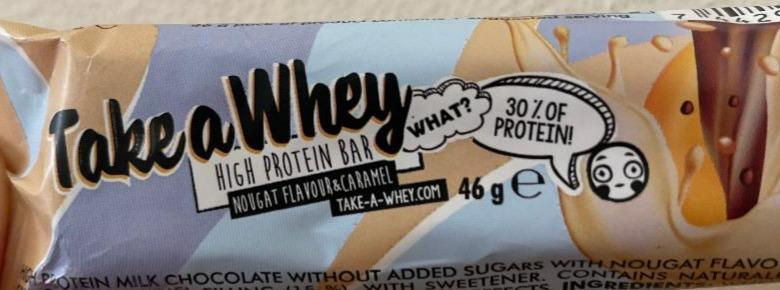 Fotografie - High protein bar Nougat flavour & caramel Take a Whey