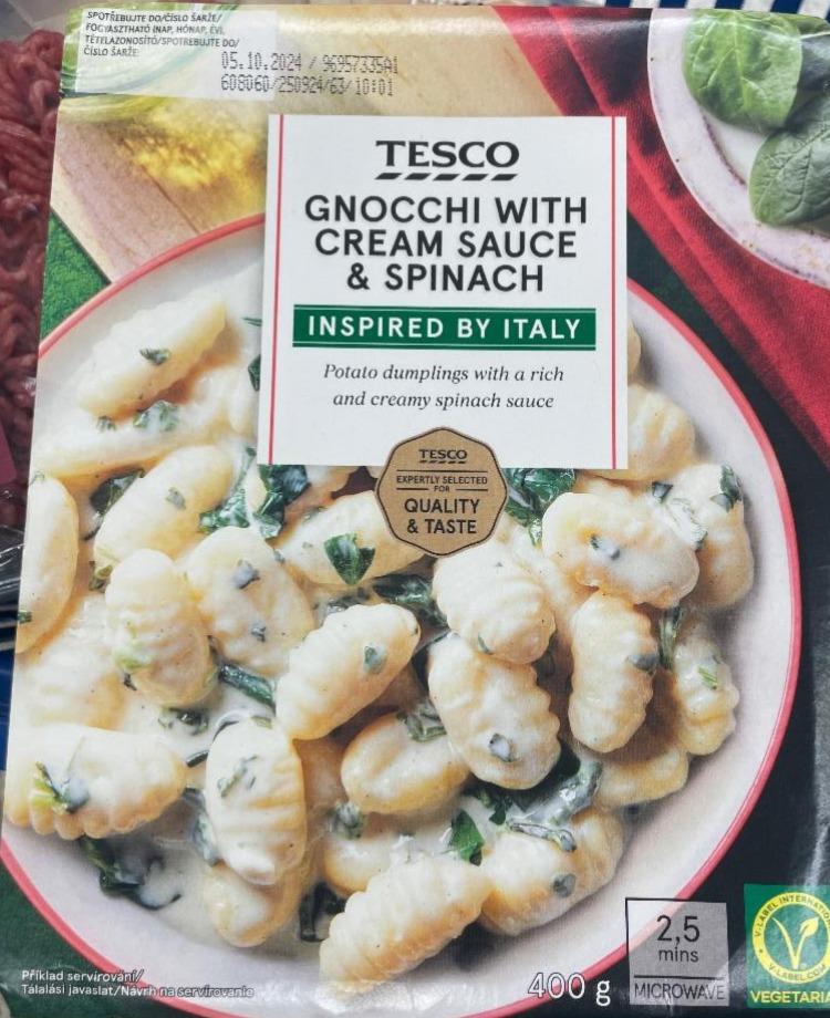 Fotografie - Gnocchi with cream sauce & spinach Tesco