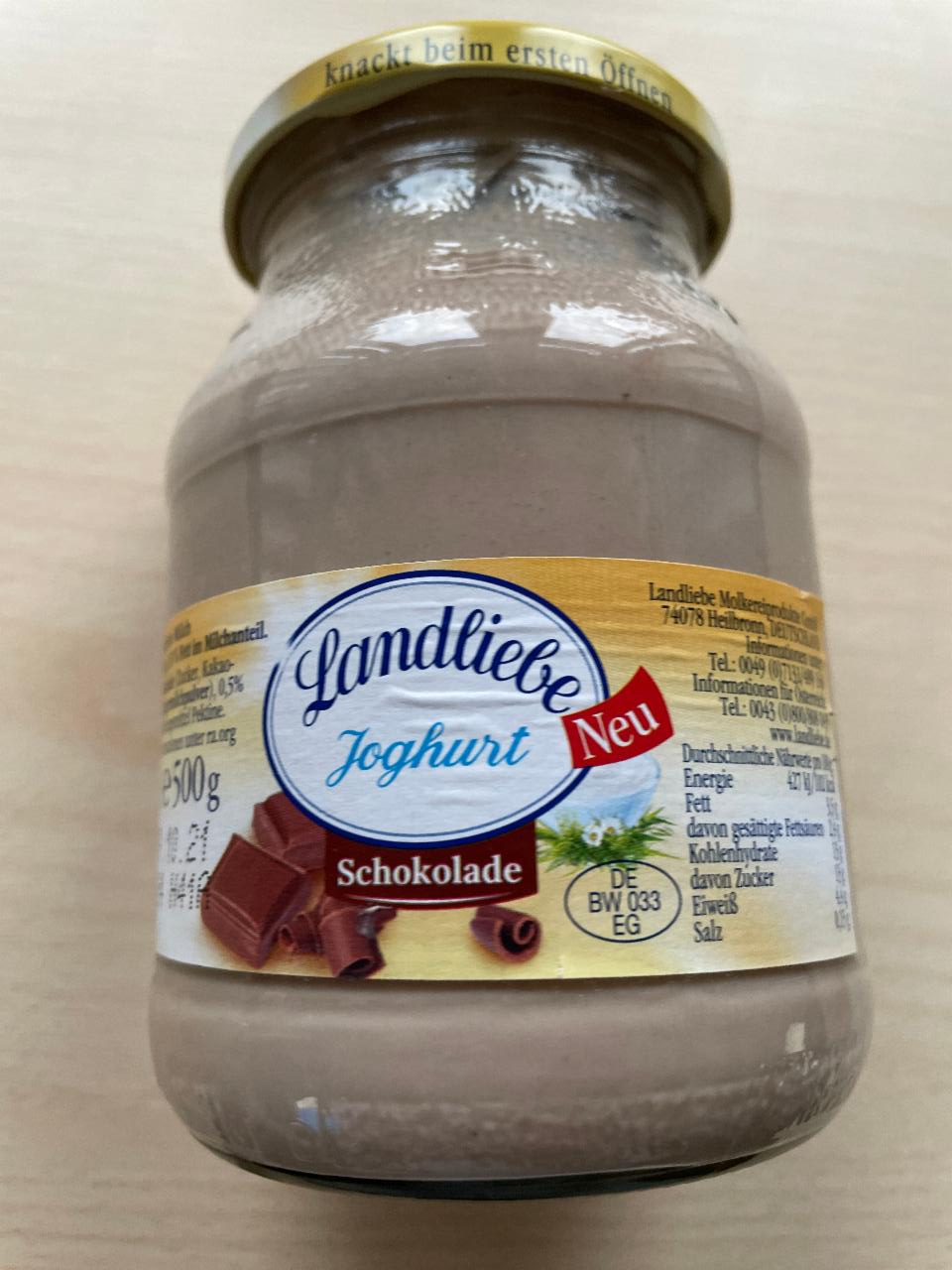 Landliebe Joghurt Schokolade - hodnoty nutričné a kJ kalórie
