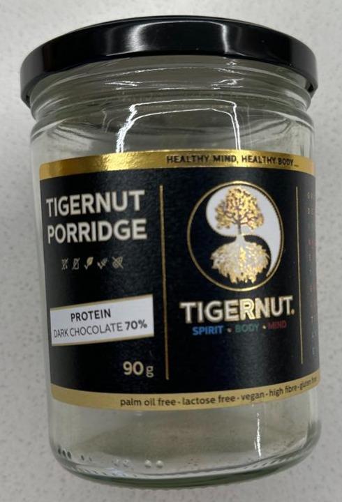 Fotografie - Tigernut porridge protein dark chocolate 70% Tigernut