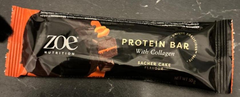 Fotografie - Protein Bar with Collagen Sacher cake flavour Zoe Nutrition