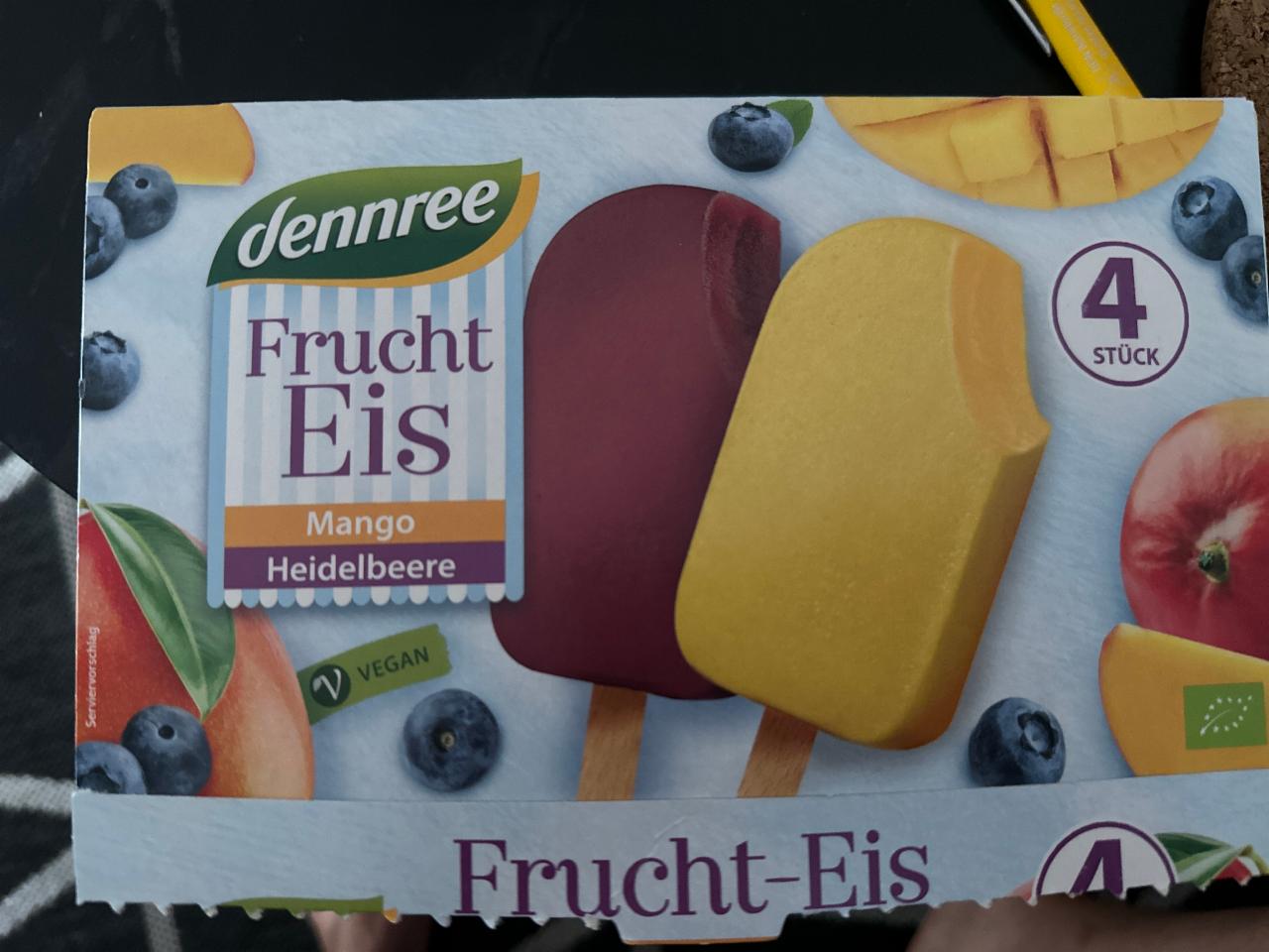 Fotografie - dennree Frucht Eis Mango Heidelbeere