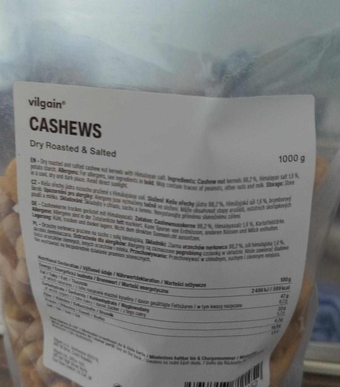 Fotografie - Cashews dry roasted & salted Vilgain