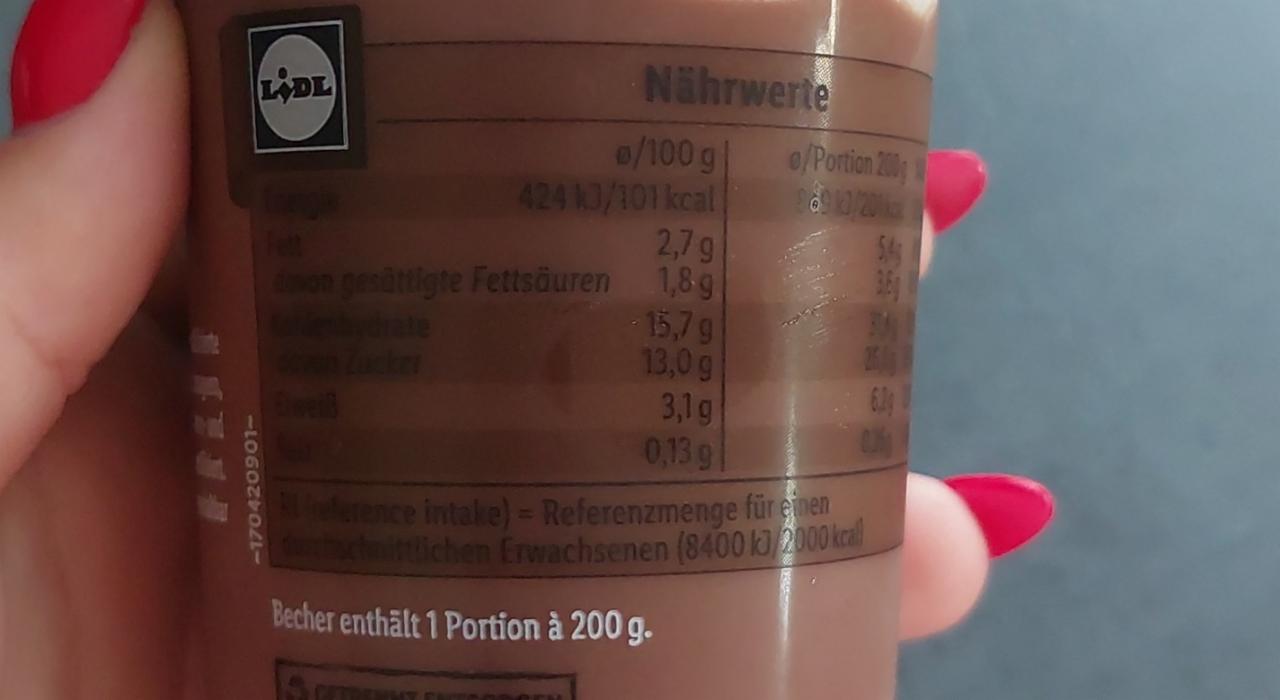 Schoko Pudding Mit Sahne Milbona Kalórie Kj A Nutričné Hodnoty Kalorickétabuľkysk