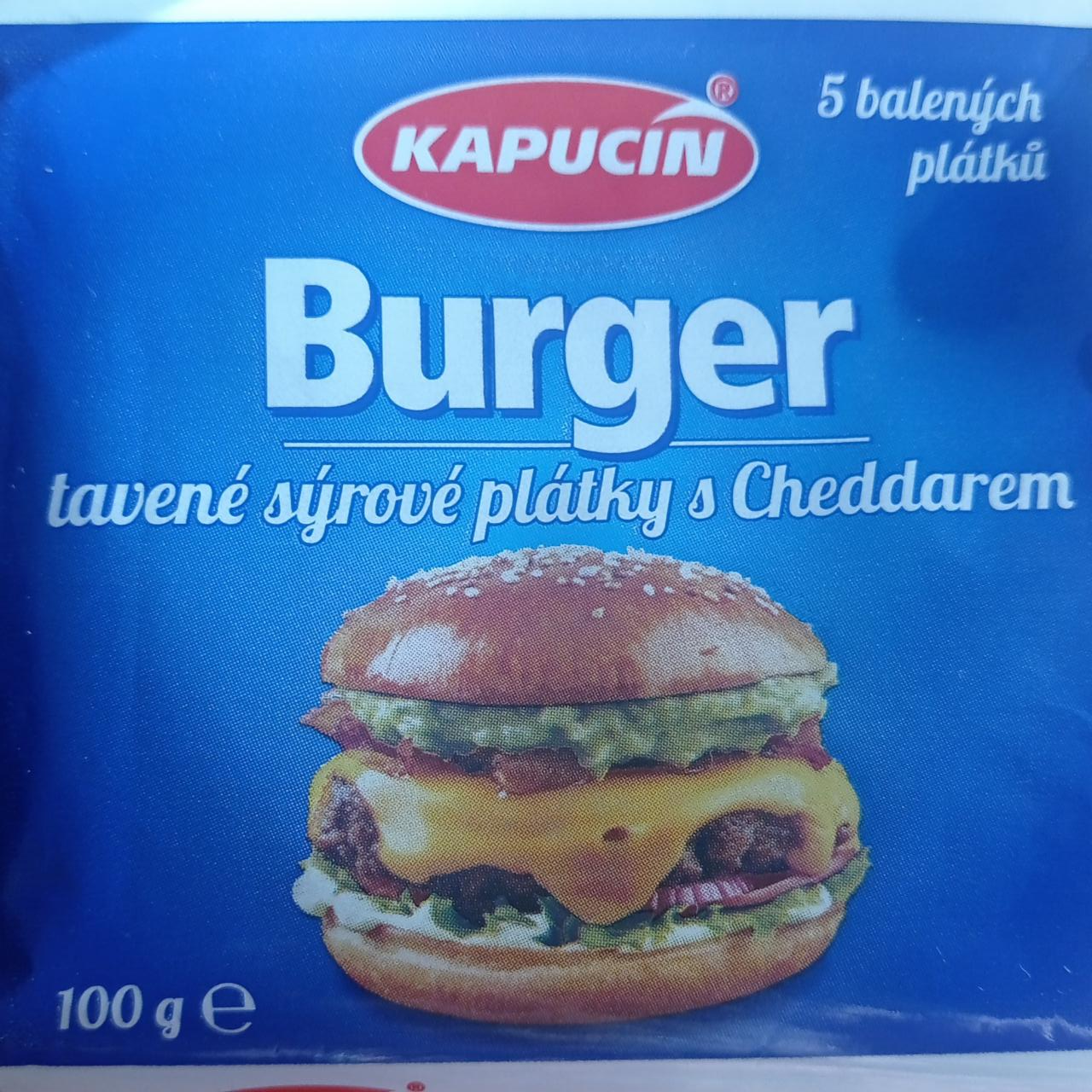 Fotografie - Burger tavené sýrové plátky s cheddarem Kapucín