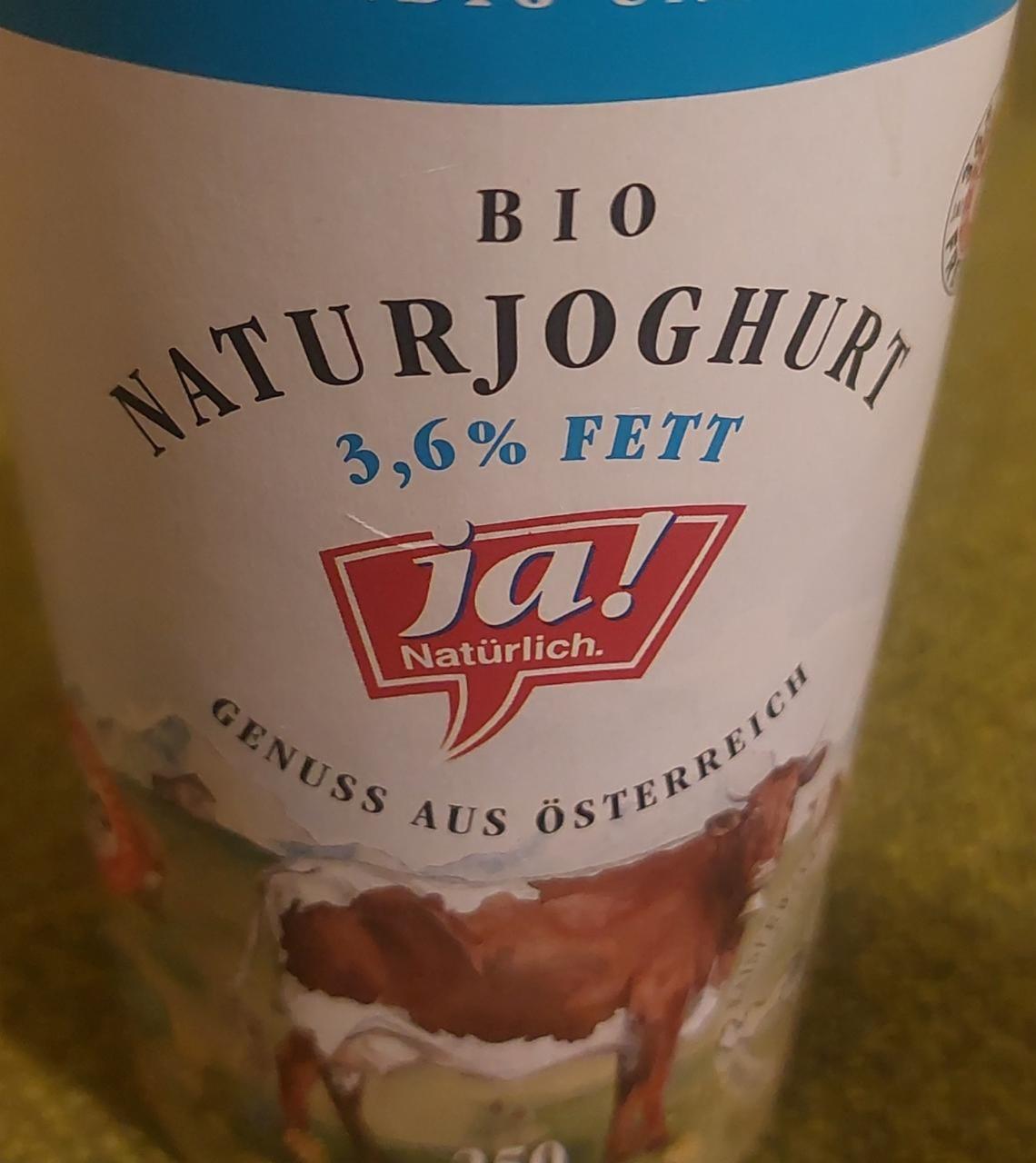 Fotografie - Bio Naturjoghurt 3,6% Fett ja! Natürlich.