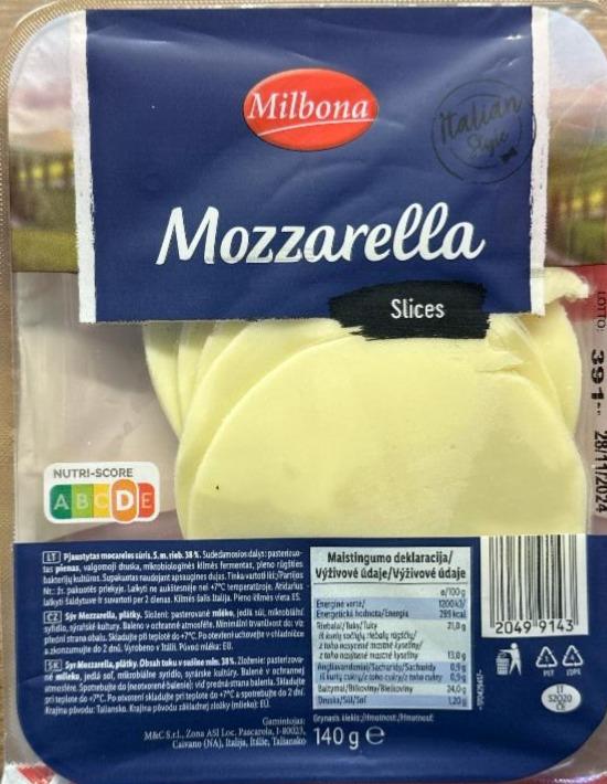 Fotografie - Mozzarella Slices Milbona