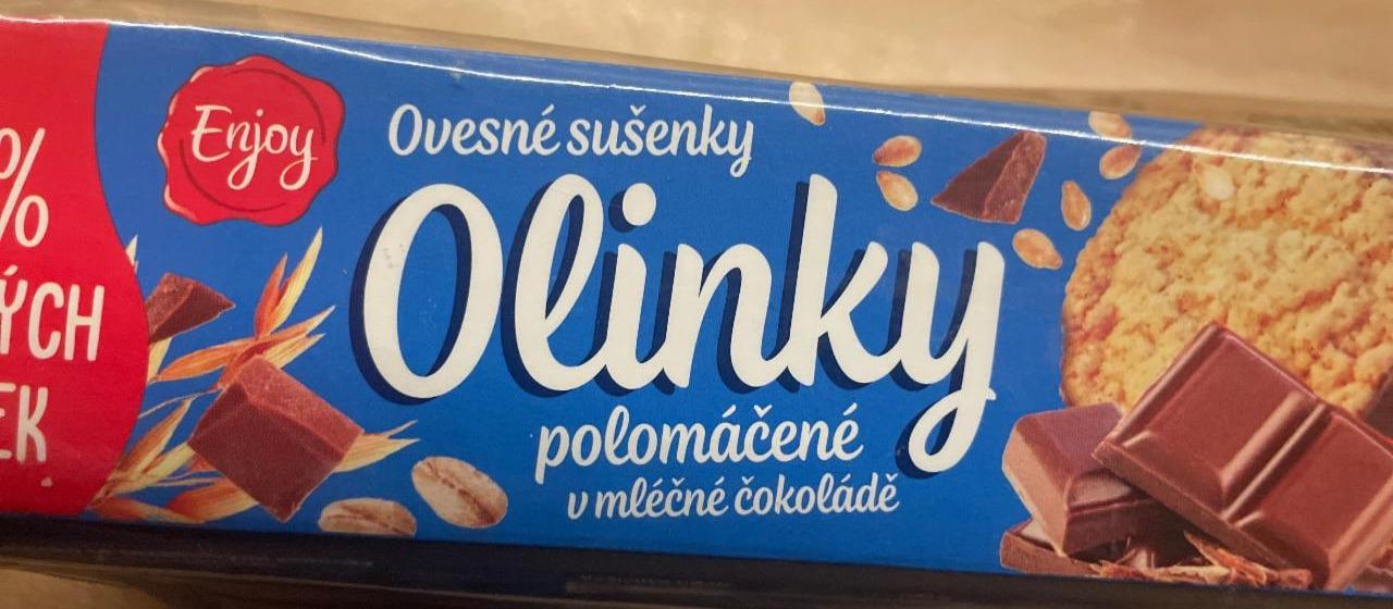 Fotografie - Ovesné sušenky Olinky polomáčené v mléčné čokoládě Enjyo